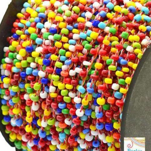 Multicolore: fil rocailles perles 3mm x 2 mètres (fil164) 