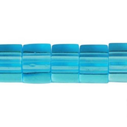 10 perles cubes en verre transparent turquoise, 8x8mm, (pv391) 