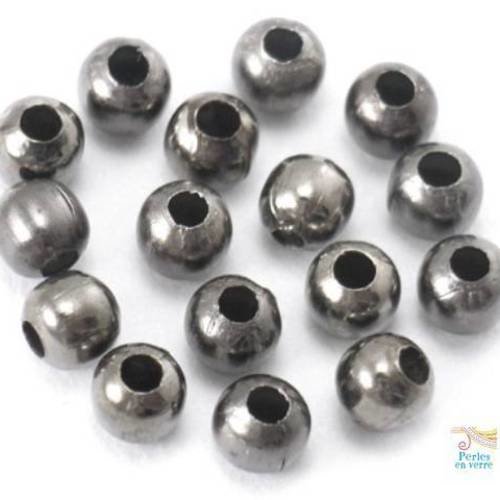 100 perles intercalaires, gun métal, 3mm, (pm130) 