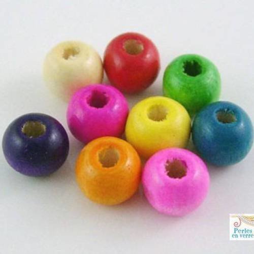 50 perles en bois 7x8mm couleurs mélangées (pb18) 