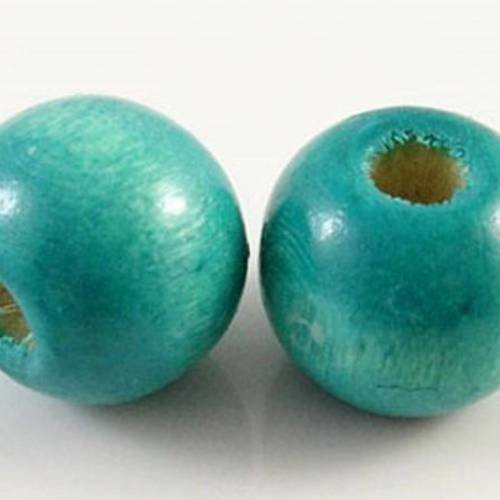 30 perles en bois bleu turquoise 9x10mm (pb16) 