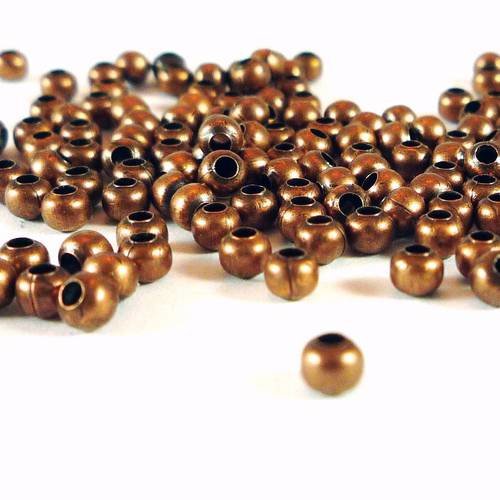 100 perles intercalaires, métal cuivré, 3mm, (pm128) 