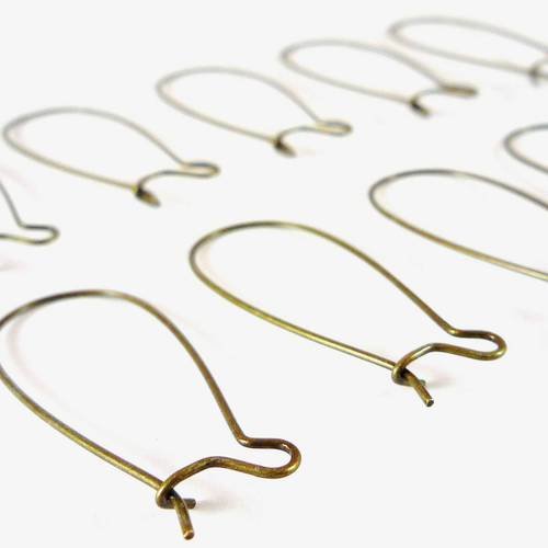 10 paires boucles crochets laiton bronze 13x32mm (bo20) 