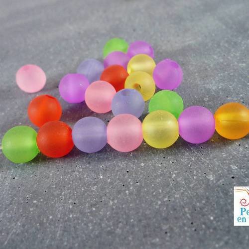 30 perles, acrylique mat couleur mélangées, 7mm (ps80) 