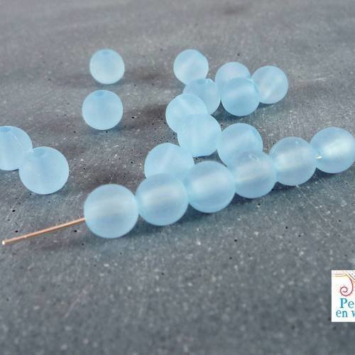 30 perles, acrylique mat bleu, 7mm (ps79) 