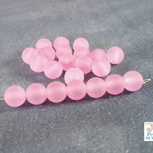 30 perles, acrylique mat rose, 7mm (ps78) 