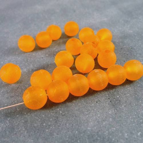30 perles, acrylique mat orange, 7mm (ps81) 