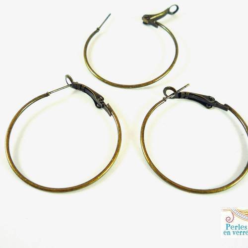 5 paires créoles diamètre 32mm = 10 supports boucles d'oreilles bronze sans nickel (bo15) 