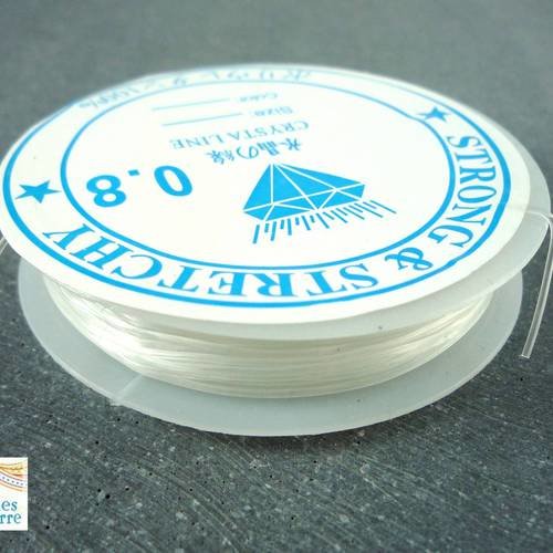 1 bobine 5 mètres fil élastique transparent diamètre 0,8mm (fil75) 