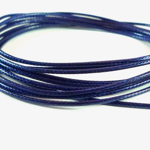 5 mètres fil polyester ciré bleu marine, diamètre 1.2mm (fil73) 