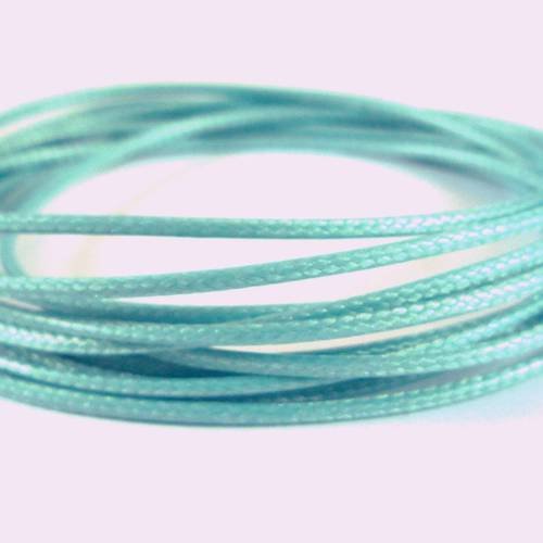 5 mètres fil polyester ciré turquoise clair, diamètre 1.2mm (fil71) 