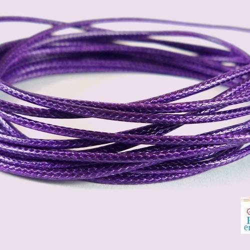 5 mètres fil polyester ciré violet, diamètre 1.2mm (fil70) 