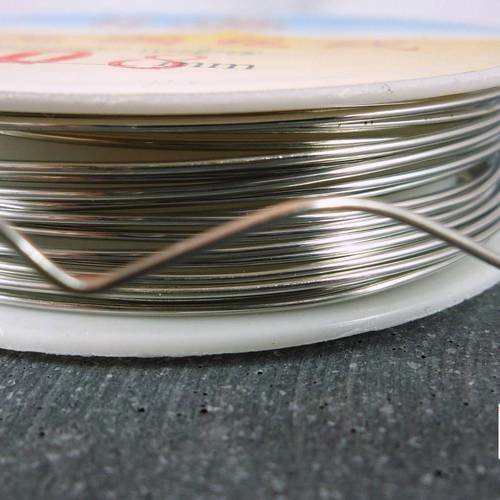 1 bobine 3 mètres fil de cuivre argenté, 0,8mm (fil51) 