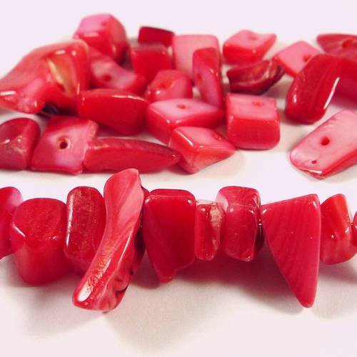 30 grandes chips  de coquillage teinté rose corail, (pn26) 