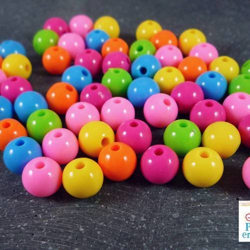 100 perles multicolores, acrylique mat, 8mm(ps76) 