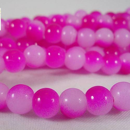 20 perles en verre bicolore : rose/fuchsia, 6mm (pv343) 