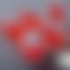 2 perles rectangulaires verre lampwork oeil fond rouge 12x15x20mm  (pv331) 