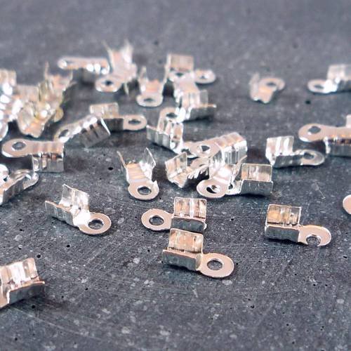 20 embouts cache-noeuds pour pincer cordon de 1mm, métal argenté,( f45) 