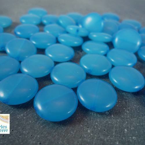 20 perles bleues, palets effet gelly, diamètre 14mm, (ps70) 