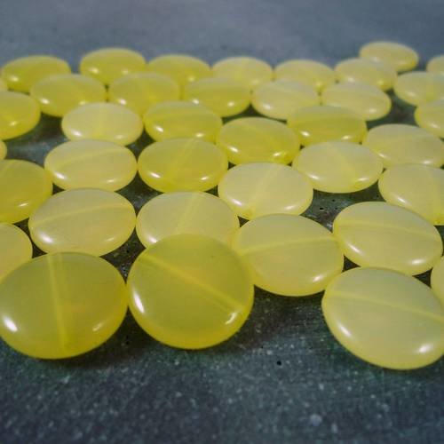 20 perles palets effet gelly jaune, diamètre 14mm, (ps69) 