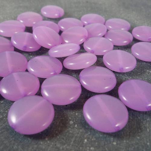 20 perles palets effet gelly mauve, diamètre 14mm, (ps77) 
