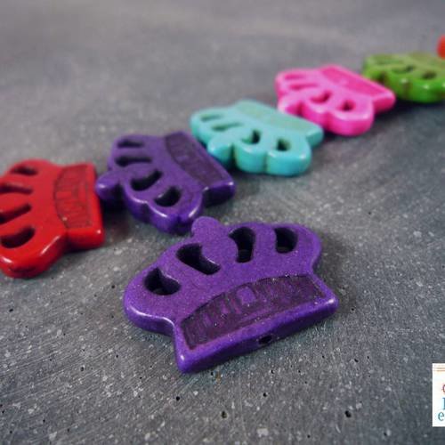 1 perle couronne en howlite violette16x24mm, (ph25) 