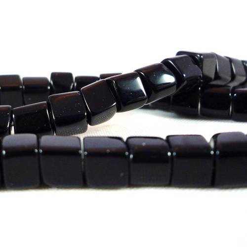 20 perles cubes 4.5mm en verre noir opaque (pv295) 