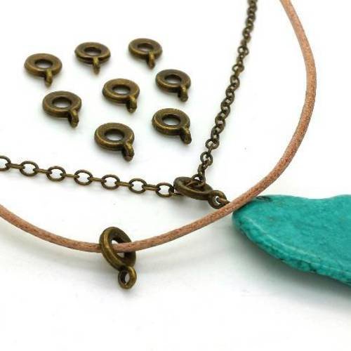 10 perles bélières accroche-breloques métal bronze, 8x11mm (pm115) 