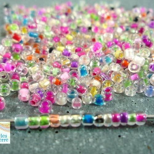 20 grammes petites perles de rocaille multicolores 1.5mm (roc9) 