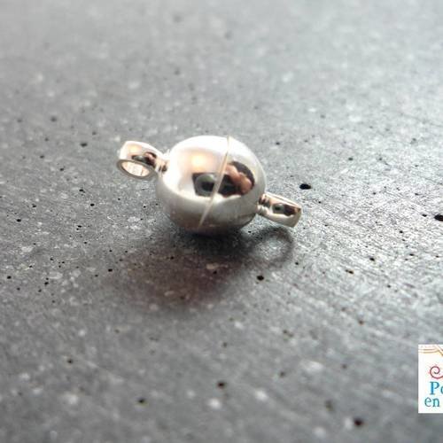 5 fermoirs ronds aimantés, métal argenté, 6x11mm, (f43) 