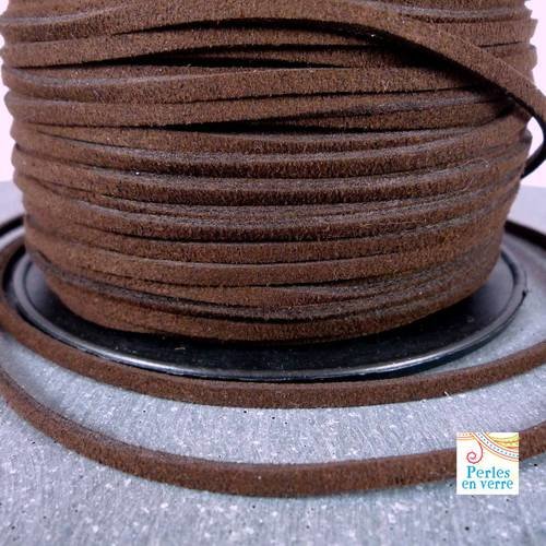 1m cordon suédine aspect daim marron chocolat (fil57) 