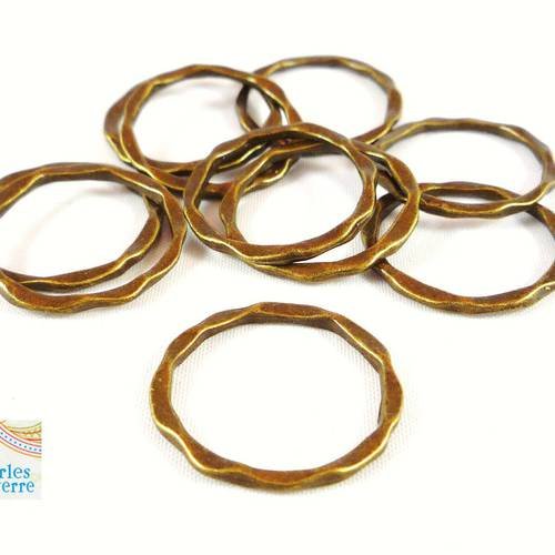 10 anneaux fermés ronds, bronze , diamètre 22mm (ap91) 