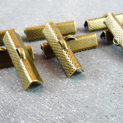 10 embouts griffes pince- rubans 25mm, bronze,( f35) 