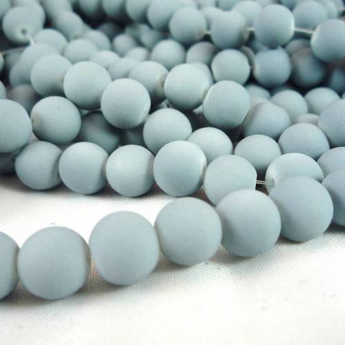 20 perles rondes grises en verre, 8mm (pv148) 