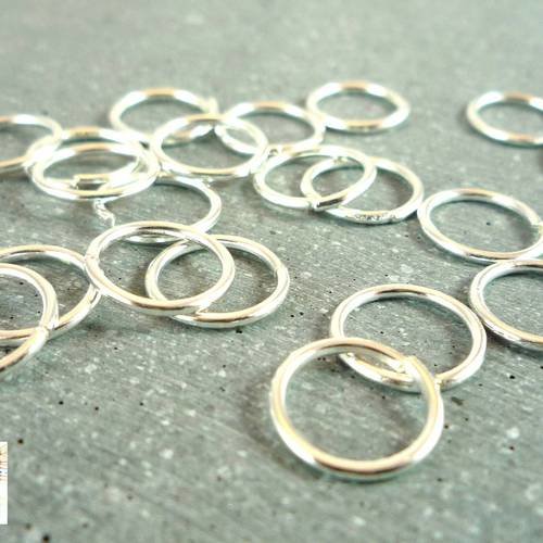 50 grands anneaux ouverts, métal argenté, 10mm (ap86) 