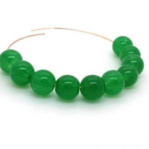 20 perles en verre rondes vert 10mm (pv133) 