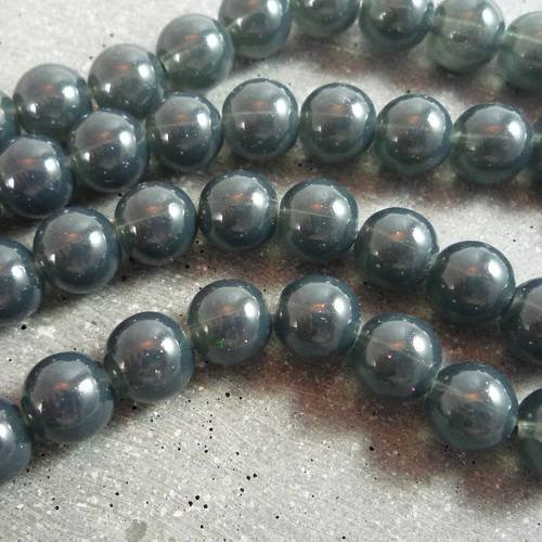 20 perles rondes, verre gris foncé, 10mm (pv130) 