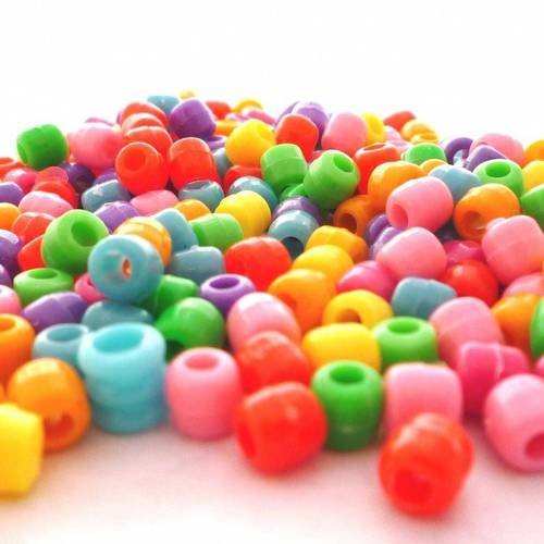 50 perles acrylique multicolores 6x7mm (ps32) 