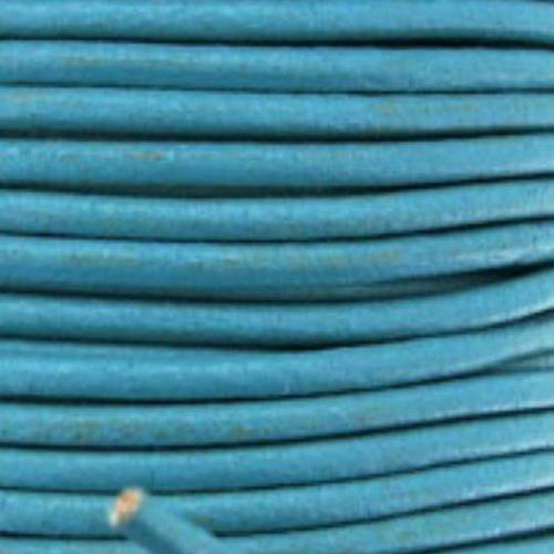 1 m cordon cuir turquoise 2mm (cui29) 