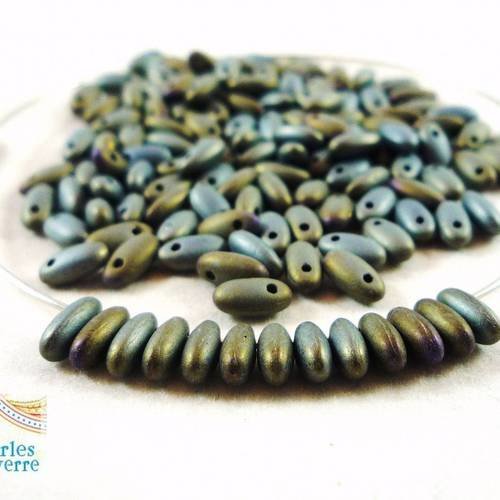 10 grammes perles verre rizzo, bronze violet irisé, 2,5x6mm,(ptch142) 