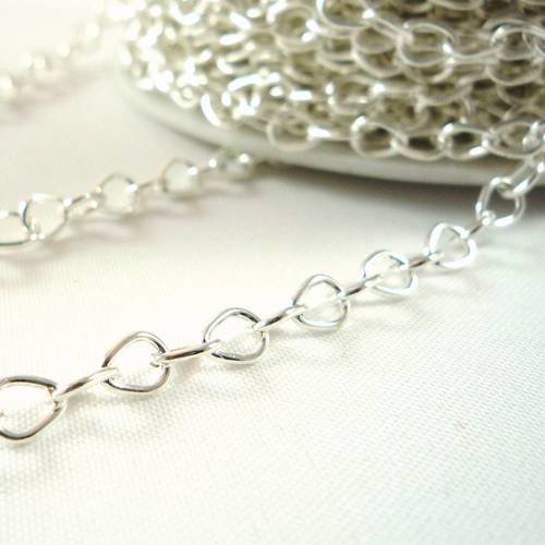 1 m chaîne métal argenté, maillons 5x4mm,(ch6) 