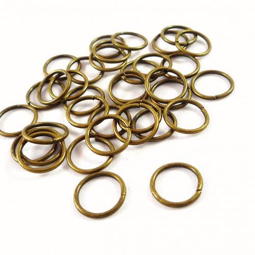 50 grands anneaux ouverts, bronze, diamètre 10mm (ap8) 