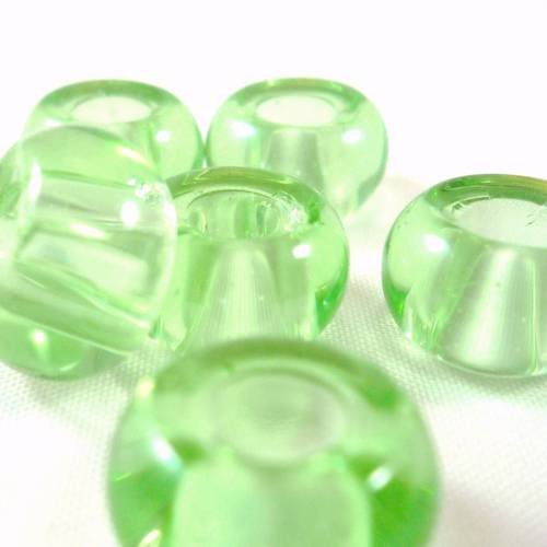 5 perles en verre rondelles, vert menthe, 13mm , (pv29) 