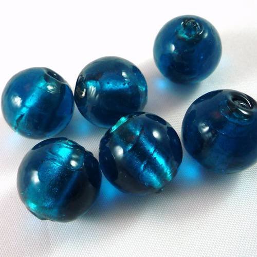 5 grosses perles en verre, bleu très lumineux, 15mm, (pv41) 