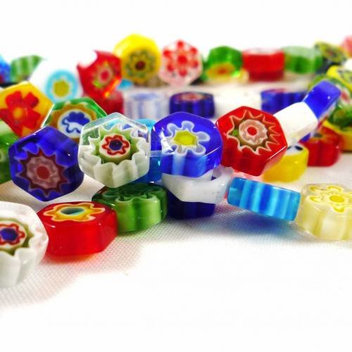 20 perles palets en verre millefiori, 8mm,( pv11)