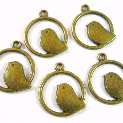 10 breloques oiseau bronze, 24x21mm ,(bre81) 