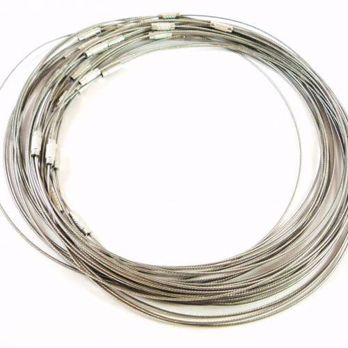 1 tour de cou acier câblé métal argenté fermoir à vis (col4) 