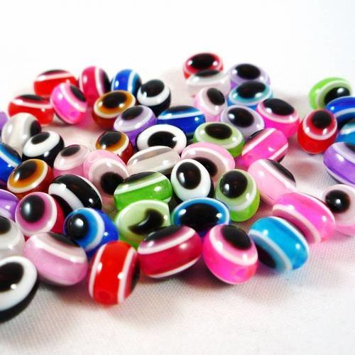 20 perles ovales multicolores,  acrylique, 8x6mm (ps11) 