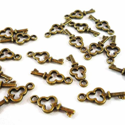 20 breloques clés bronze 16x6mm (bre105) 