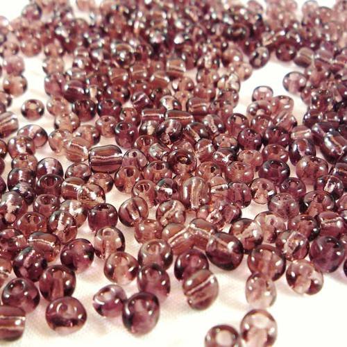 30 grammes grosses perles de rocaille, violet prune, (roc3) 